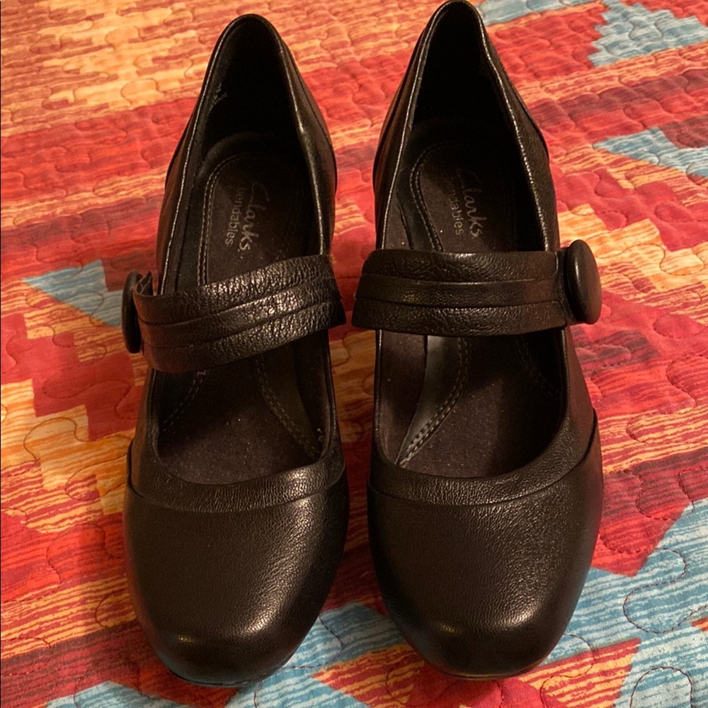 Clarks Black Heeled Mary Jane Shoes